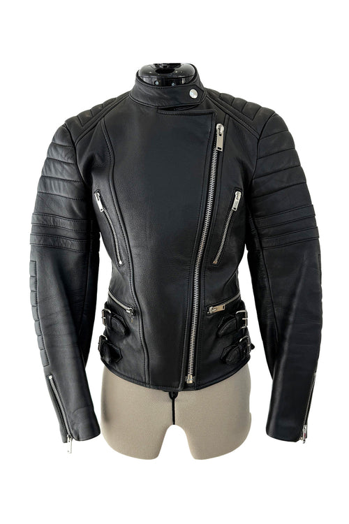 Celine by Phoebe Philo Leather Motorcycle Jacket w Silver Hardware