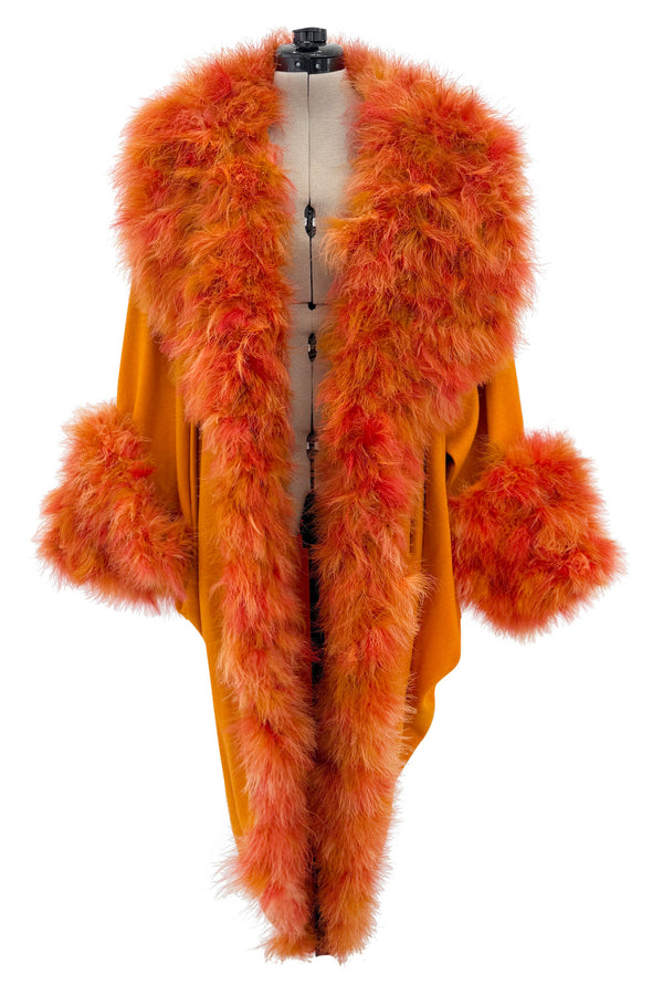 Extraordinary Fall 1985 Jean Patou Haute Couture by Christian Lacroix Feather Trim Cocoon Coat