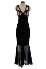 Spectacular Spring 1993 Karl Lagerfeld Runway Black Dress w Extensive Beading