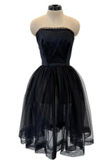 Stupendous c. Fall 1991 Chanel by Karl Lagerfeld Strapless Mini Dress w Full Net Skirt