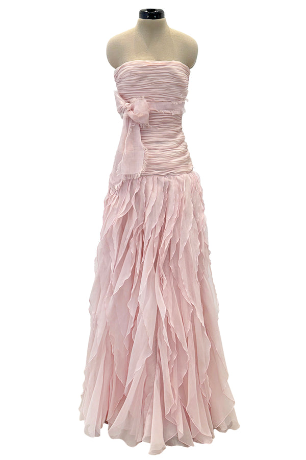 Spring 2007 Valentino Runway Look 57 Runway Pale Pink Silk Chiffon Ruffle Dress