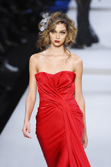 Spring 2008 Christian Dior by John Galliano Runway Look 53 Red Silk Strapless Dress