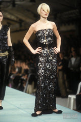 Outstanding Fall 2001 Chanel by Karl Lagerfeld Runway Strapless Sequin & Lace Panel Dress