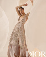 Spectacular Spring 2019 Christian Dior by Maria Grazia Chiuri Look 86 Gold Thread & Silk Dress