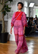 Spring 2017 Valentino by PierPaolo Piccioli Runway Look 44 Zandra Rhodes Print Pink & Red Silk Dress