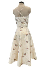 Spring 2006 Christian Dior by John Galliano Ivory Silk Top & Skirt Set w Flowers