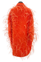 Fall 2019 Valentino by Pierpaolo Piccioli  Orange Wool & Feather Coat