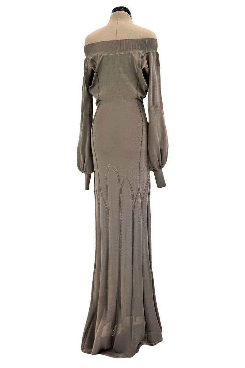 Gorgeous Fall 2004 Alexander McQueen  'Pantheon Ad Lecum' Runway Off Shoulder Knit Dress