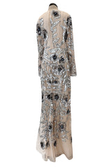 Gorgeous Fall 2022 Erdem Look 41 Nude Silk Organza & Silver Sequin Dress