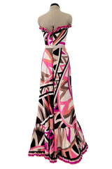 Rare Spring 1969 Emilio Pucci Documented Pink Silk Print Jumpsuit w Extra Wide Legs