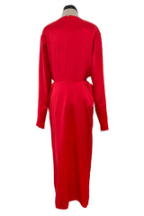 Pre-Fall 2017 Celine by Phoebe Philo Red Silk Dress w Front Knotted Detail