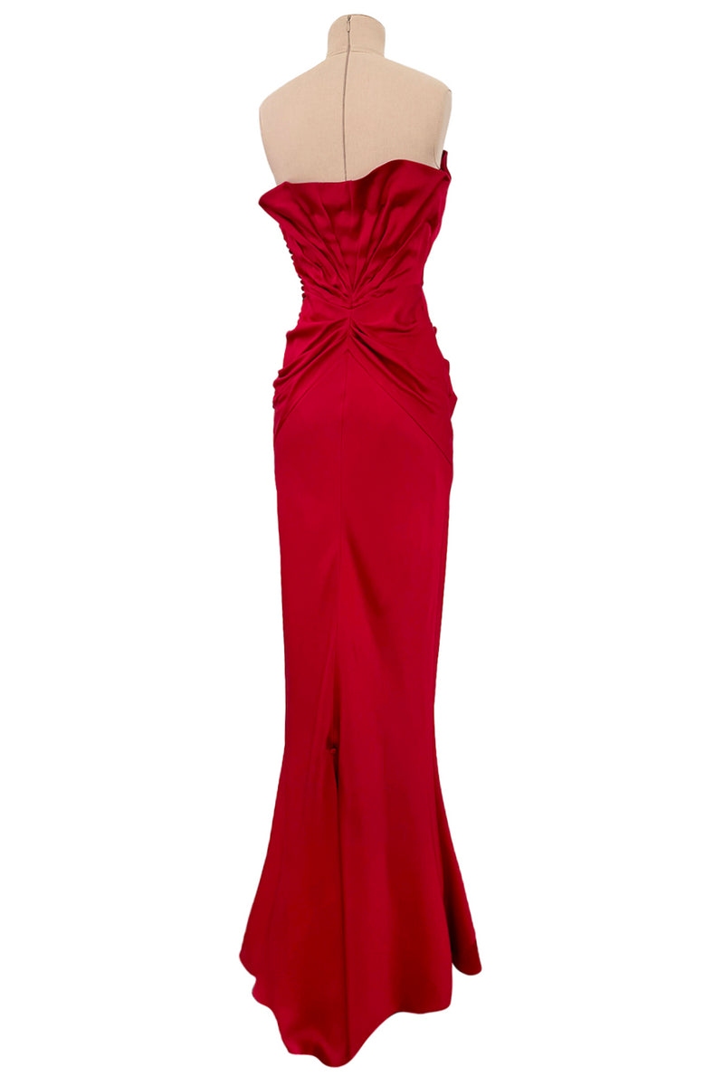 Spring 2008 Christian Dior by John Galliano Runway Look 53 Red Silk Strapless Dress