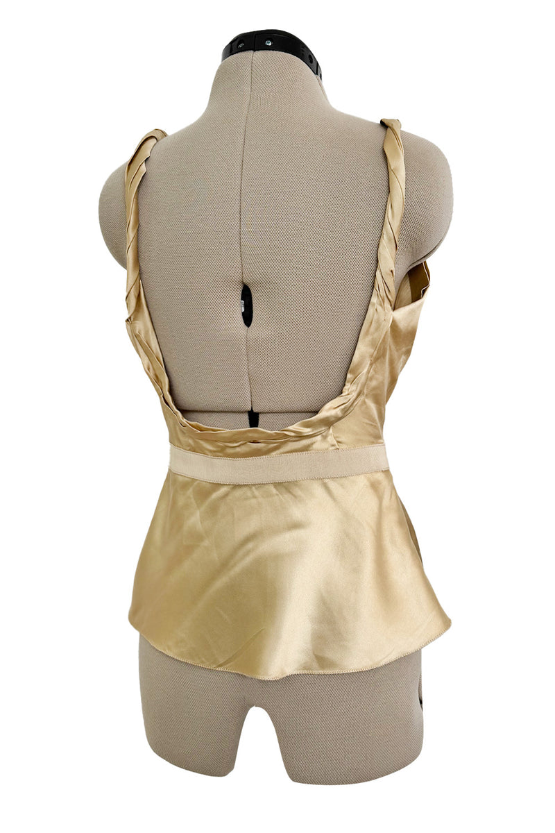 Prettiest Fall 2000 Prada Gold Toned Backless Silk Camisole Top w Front Gathering