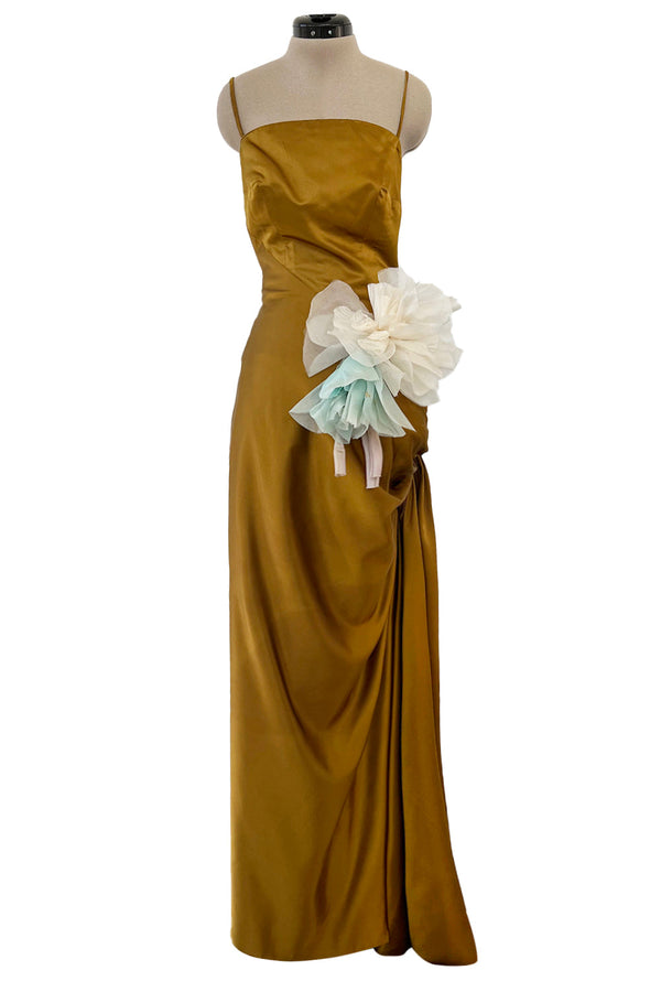 Adior Satin Silk A-Cut Skirt - Bronze