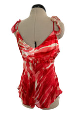 Goreous 2005 Roberto Cavalli Light as Air Silk Top w Frotn Plunge & Medallion Finished Front Ties