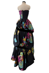 Spectacular Fall 1999 Christian Lacroix Runway Strapless Floral Silk Brocade Dress