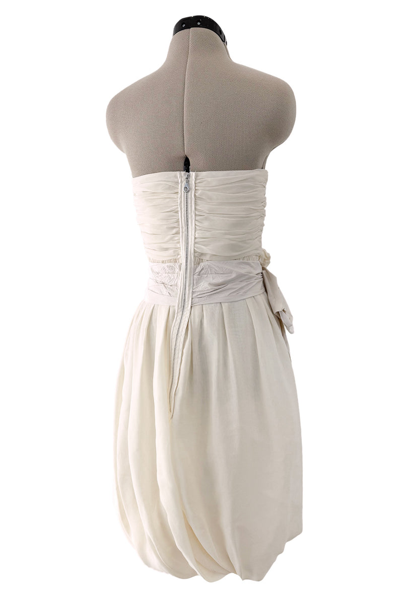 Fall 2006 Chloe Ivory Dress Silk Chiffon Strapless Dress w Sash Waist Detail