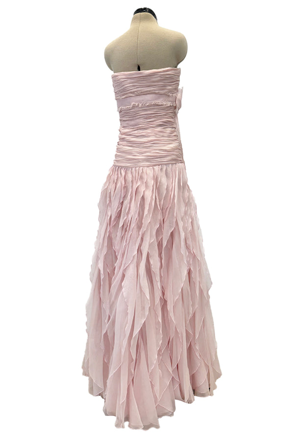 Spring 2007 Valentino Runway Look 57 Runway Pale Pink Silk Chiffon Ruffle Dress