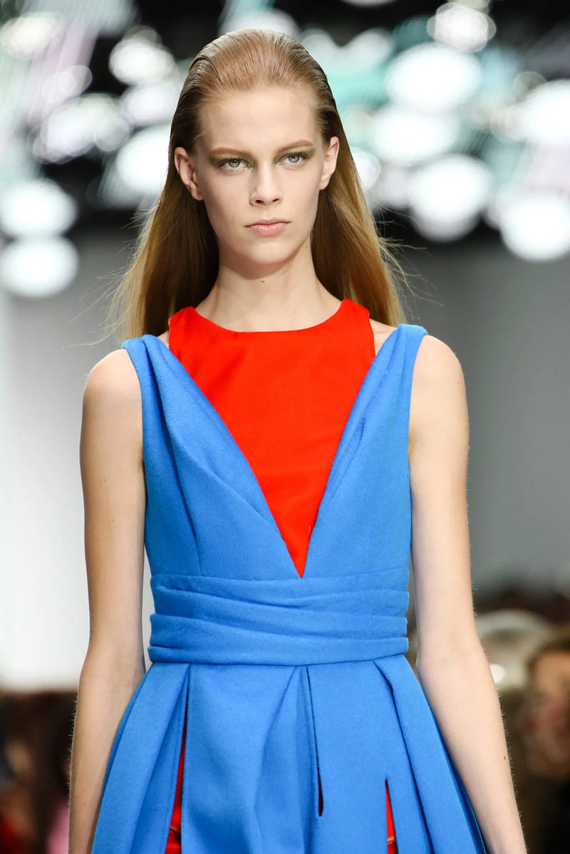 Important Fall 2014 Christian Dior 'City Lights' by Raf Simons Look 21 Brilliant Blue & Orange Dress