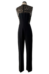 Fabulous 2014 Alexander McQueen by Sarah Burton Metallic Lace & Silk Jumpsuit