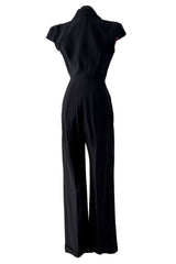 Spring 2008 Alexander McQueen "La Dame Bleue" Black Jumpsuit w Pink Inner Shoulder Detail