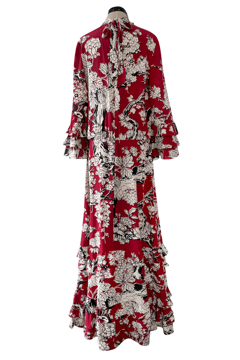 Prettiest 2016 Valentino by  Maria Grazia Chiuri & Pierpaolo Piccioli Printed Red Silk Dress