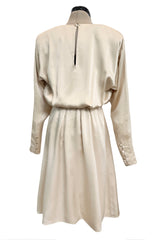 Incredible Spring 1990 Yves Saint Laurent Haute Couture Runway Look 50 Ivory Silk Dress