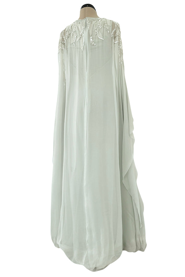 Spectacular Cruise 2011 Christian Dior by John Galliano Pale Seafoam Silk Chiffon Embellished Caftan Dress