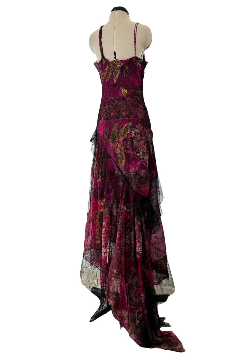 Spring 2001 Christian Lacroix Lace, Silk Chiffon & Net Floral Dress