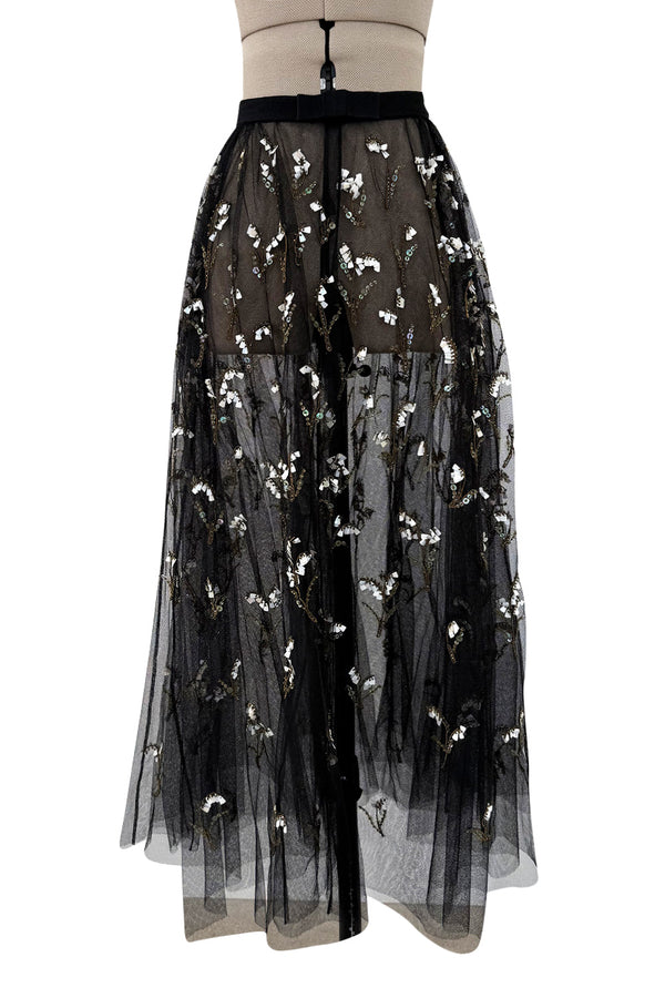 Fall 2019 Christian Dior by Maria Grazia Chiuri Runway Black Net Bead & Sequin Over Skirt