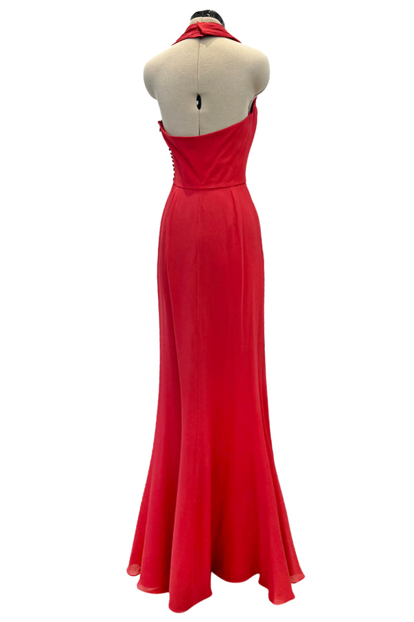 Cruise 2011 Christian Dior by John Galliano Red Silk Chiffon Dress w Pleated Detailing