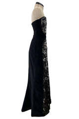 Outstanding Fall 2001 Chanel by Karl Lagerfeld Runway Strapless Sequin & Lace Panel Dress