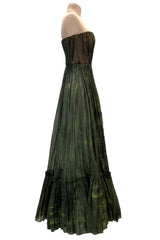 Fall 2019 Valentino by Pierpaolo Piccioli Strapless Strapless Green Dress w Floral Design