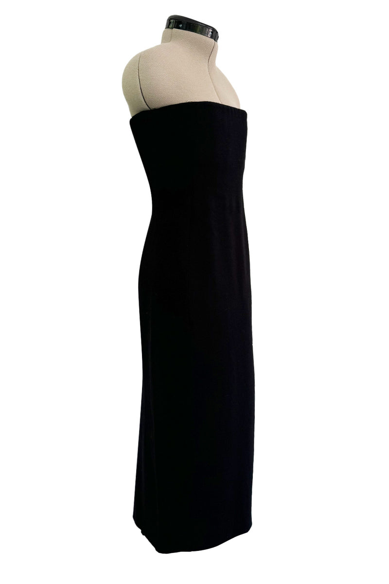 Rare Fall 1995 John Galliano 'Dolores' Collection Sharply Tailored Inner Corset Black Strapless Dress