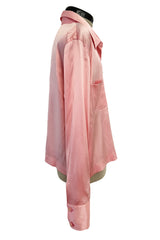 Dreamy 1990s Chanel by Karl Lagerfeld Pastel Pink Silk Stretch Button Front Top