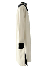 Spring 1982 Yves Saint Laurent Haute Couture 'Indian Collection' Ivory & Black Tunic/Dress