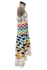 Highly Documented Spring 2014 Chanel by Karl Lagerfeld Runway Rainbow Print & Lace Dress