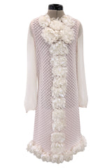 Spring 2012 Chanel by Karl Lagerfeld Pale Pink Knit Dress w Front Flower Detail