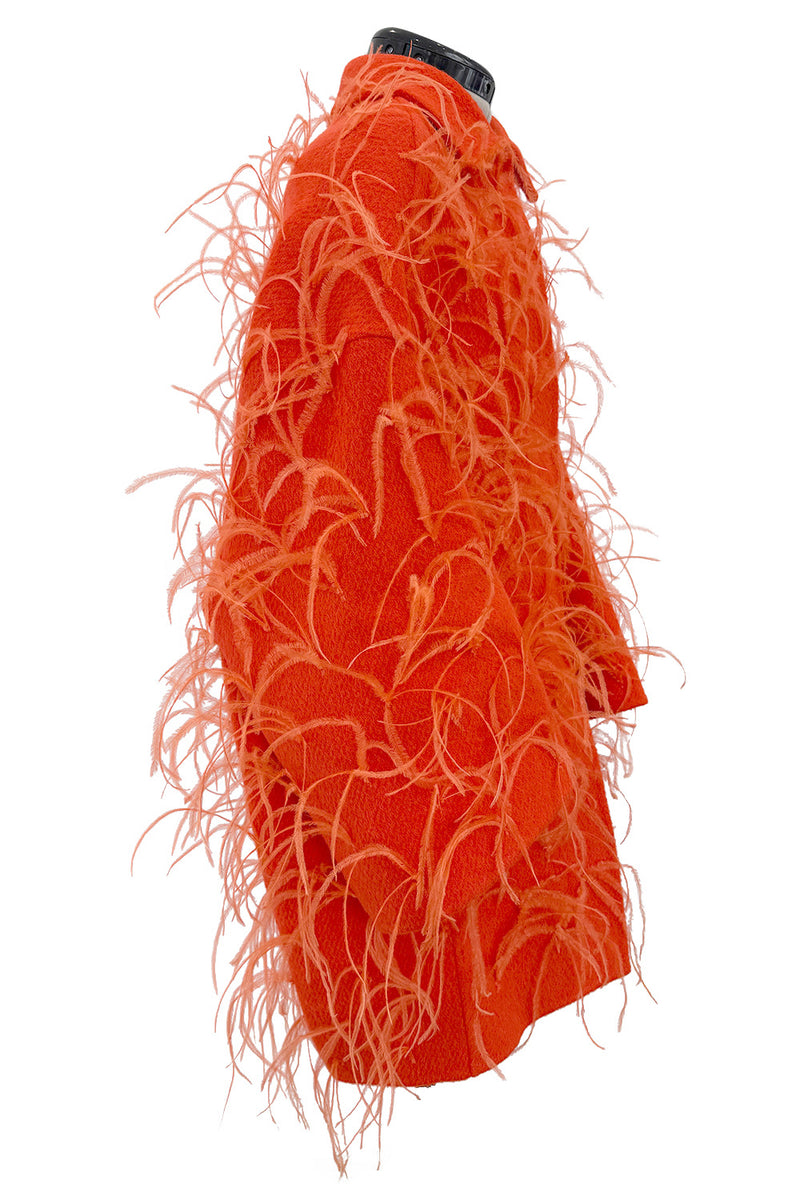 Fall 2019 Valentino by Pierpaolo Piccioli  Orange Wool & Feather Coat