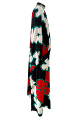 Incredible Spring 1985 Pierre Cardin Haute Couture Floral Silk Caped Runway Dress