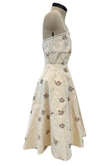 Spring 2006 Christian Dior by John Galliano Ivory Silk Top & Skirt Set w Flowers