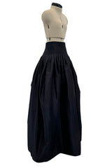 Beautiful 2006 Yves Saint Laurent by Stefano Pilati Silk Black Taffeta Skirt w Corseted Waist