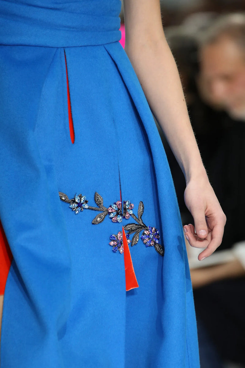 Important Fall 2014 Christian Dior 'City Lights' by Raf Simons Look 21 Brilliant Blue & Orange Dress