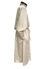 Incredible Spring 1990 Yves Saint Laurent Haute Couture Runway Look 50 Ivory Silk Dress