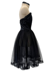 Stupendous c. Fall 1991 Chanel by Karl Lagerfeld Strapless Mini Dress w Full Net Skirt