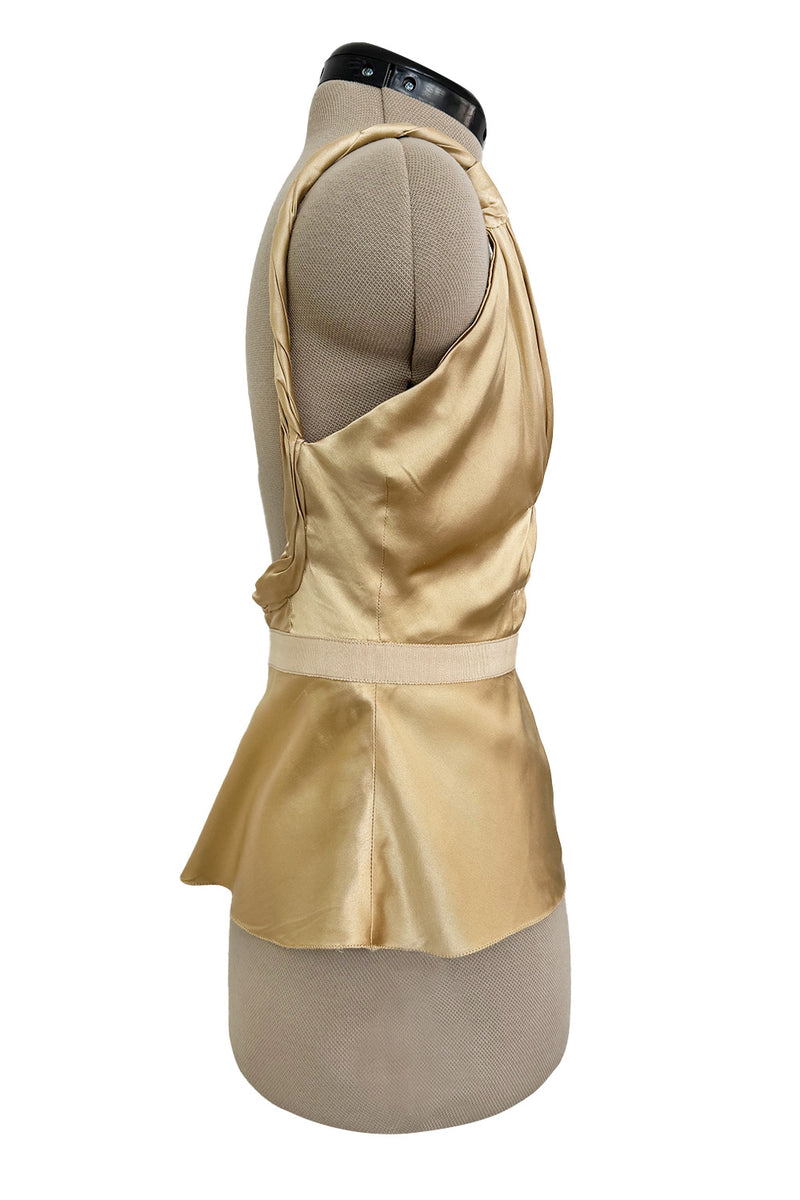 Prettiest Fall 2000 Prada Gold Toned Backless Silk Camisole Top w Front Gathering