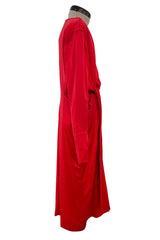 Pre-Fall 2017 Celine by Phoebe Philo Red Silk Dress w Front Knotted Detail