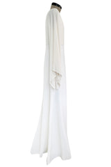 Amazing 2018 Givenchy by Clare Waight Keller White & Ivory Dress w Bead Edged Angel Sleeves