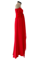 Gorgeous Spring 2003 Valentino Look 64 Red Silk Dress w Silk Chiffon Ties