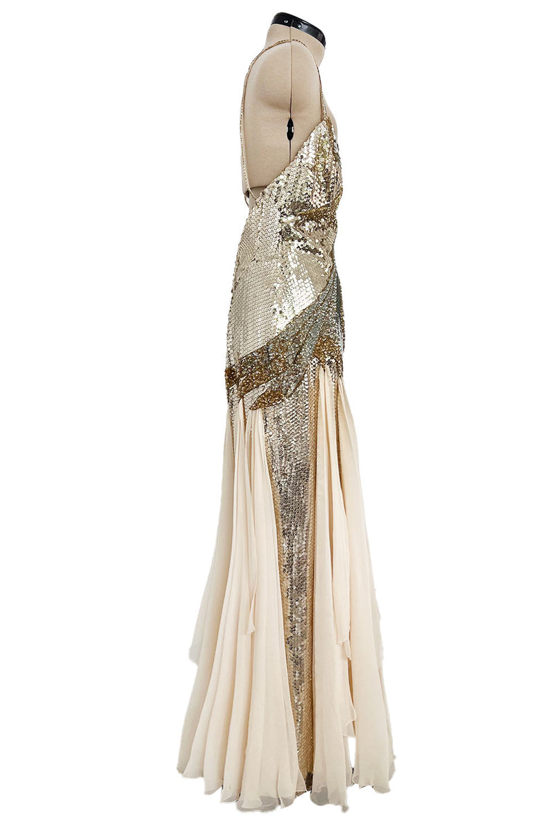Incredible 1970s Loris Azzaro Densely Covered Gold & Silver Sequin, Be ...